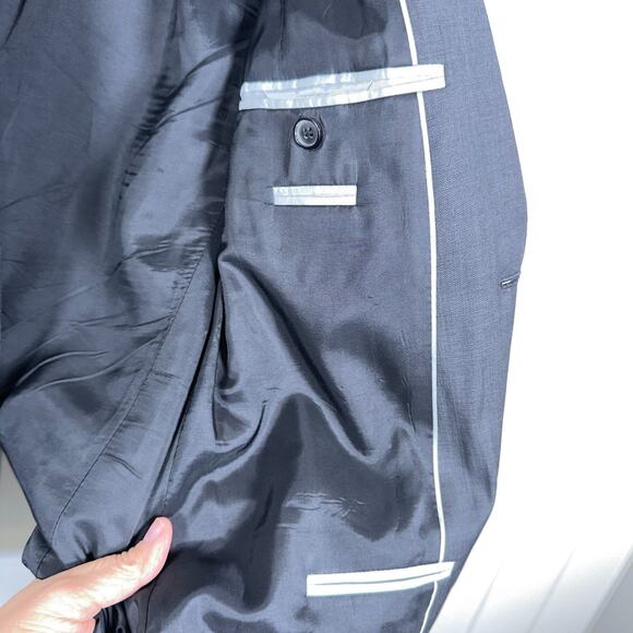 Hugo Boss Slim Fit Suit Men's 38R Dark Gray 2 Button Flat Front Pants Dapper USA - Picture 6 of 16